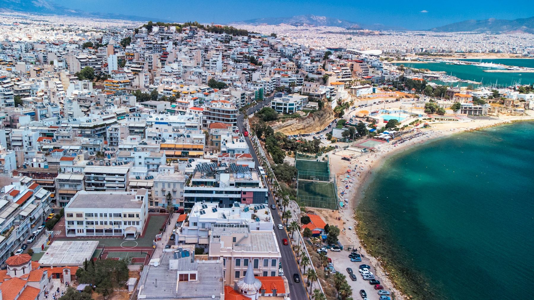 Aerial view of the Piraeus coastline